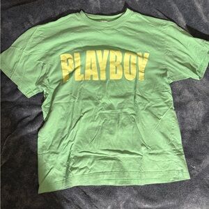 PLAYBOY mens Green and Yellow Tee